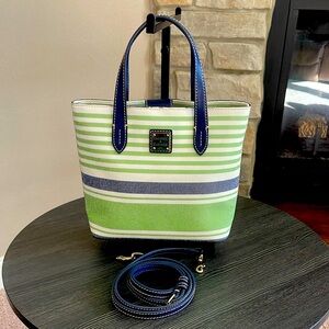 Dooney & Bourke NWOT Green and Navy Mini Waverly Satchel/ Crossbody